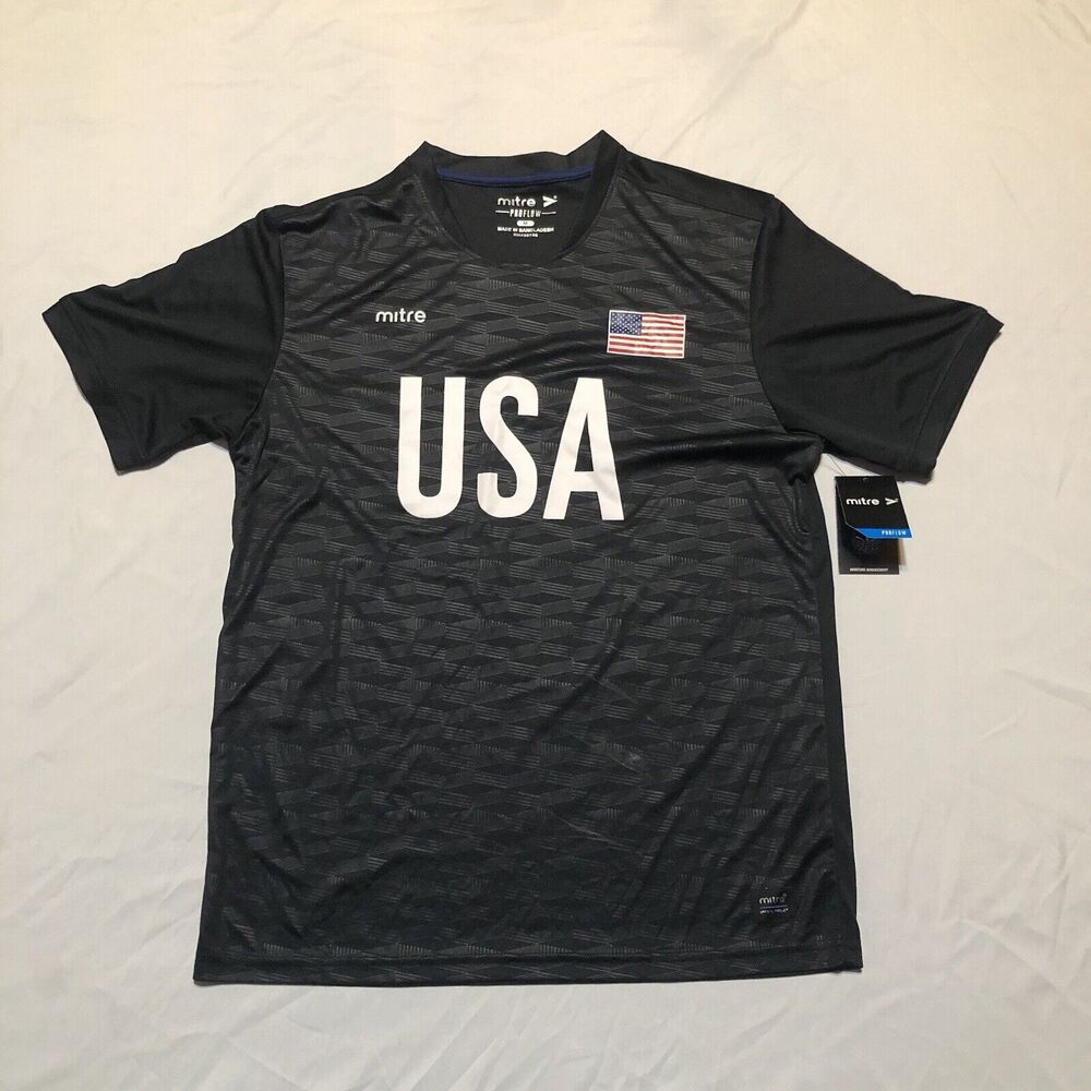 New Mitre Pro Flow Men's USA Black Soccer Jersey Size M United States